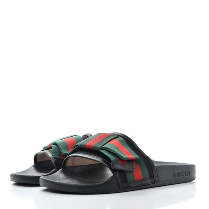 Gucci Satin Web Bow Slide Sandals 38 Black 3 of 11