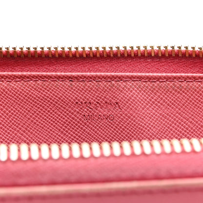 Prada Saffiano Metal Zip Around Wallet Ibisco 6 of 9