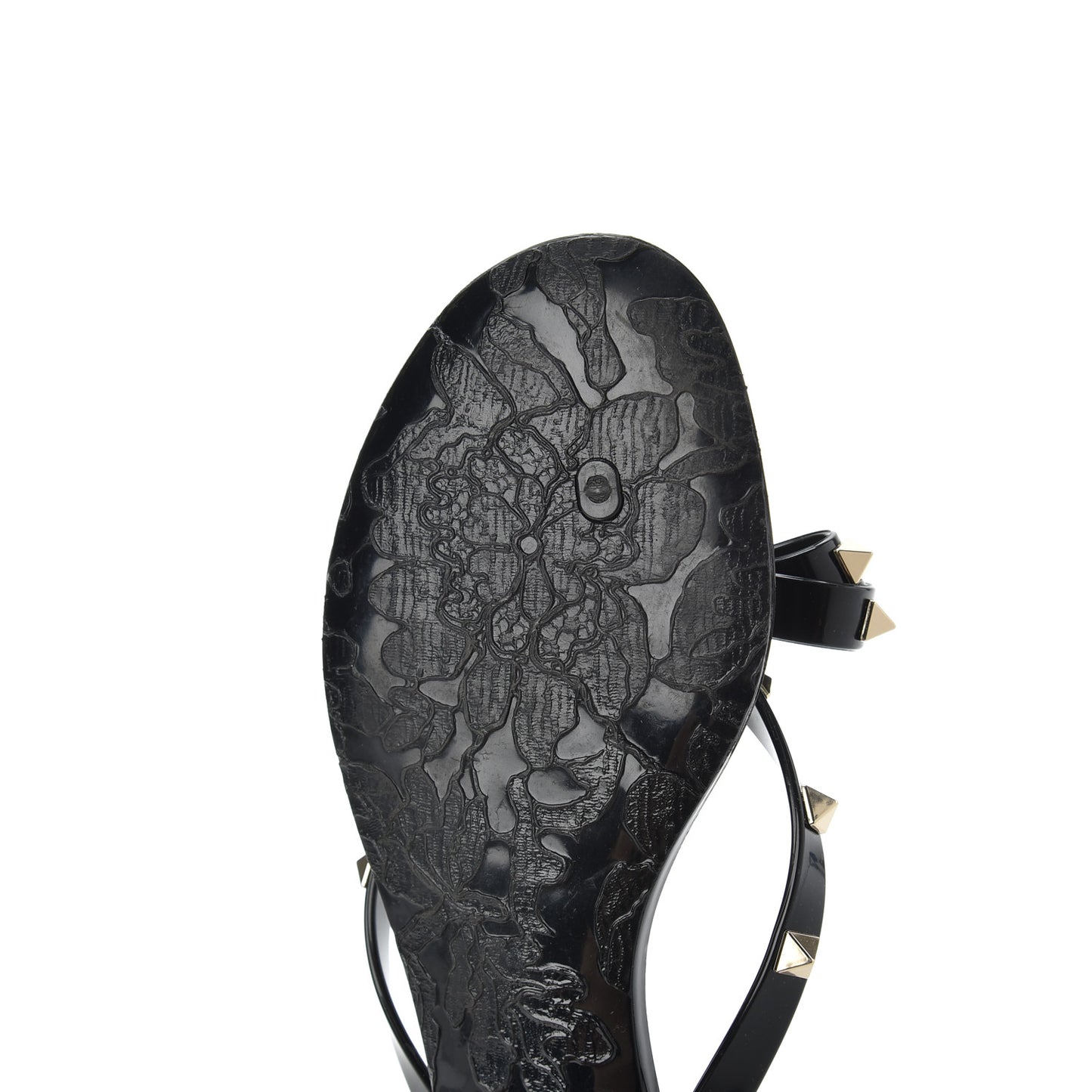PVC Jelly Rockstud Bow Thong Sandals 38 Black