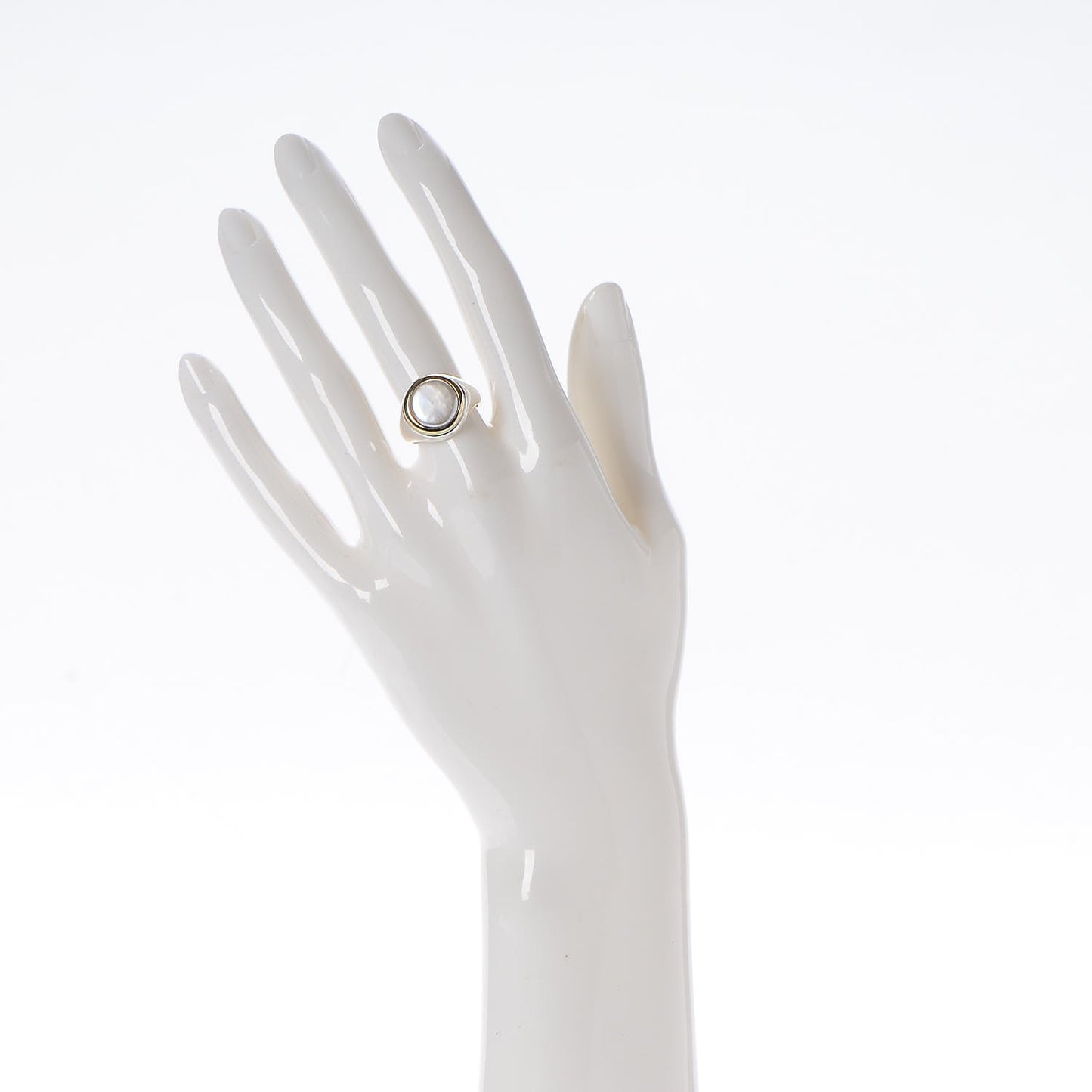 Sterling Silver 18K Yellow Gold Mother of Pearl Signet Ring 5.5