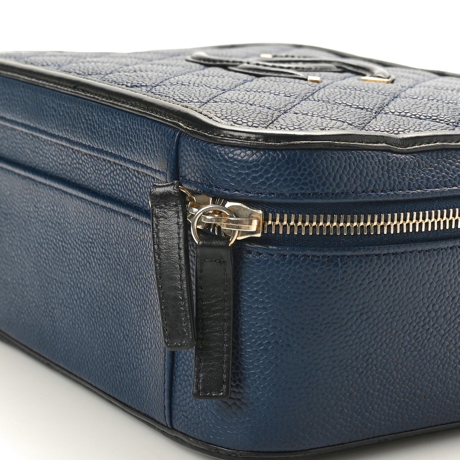 Chanel Caviar Quilted Large CC Filigree Vanity Case  Navy Black 10 of 10