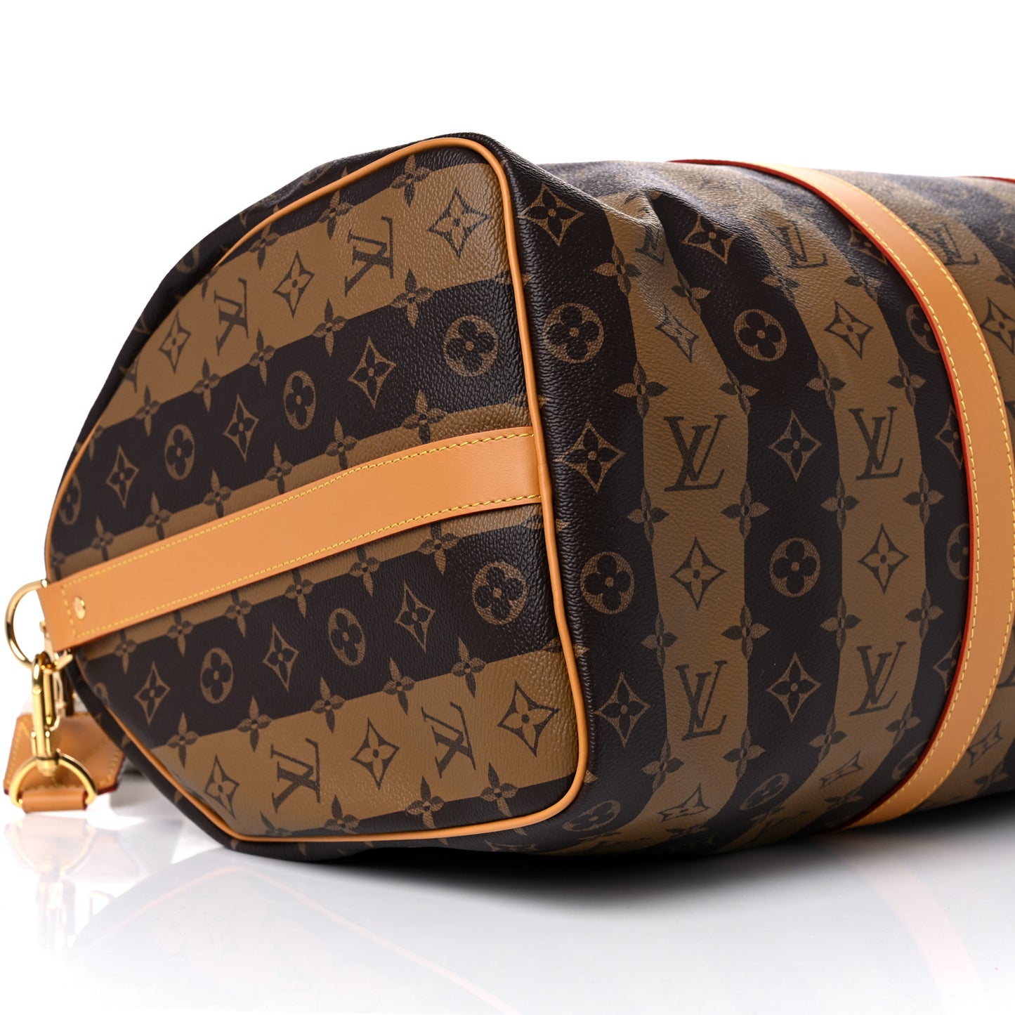 X NIGO Reverse Monogram Stripe Keepall Bandouliere 50 Brown
