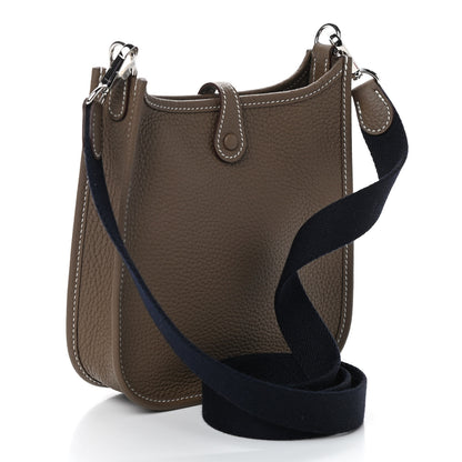 Hermes Taurillon Clemence Amazone Evelyne TPM Etoupe Bleu Indigo 3 of 9