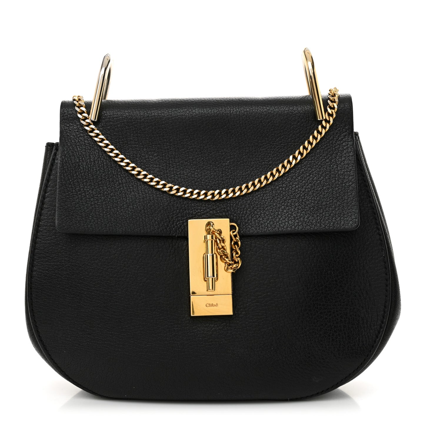 Grained Lambskin Drew Shoulder Bag Black