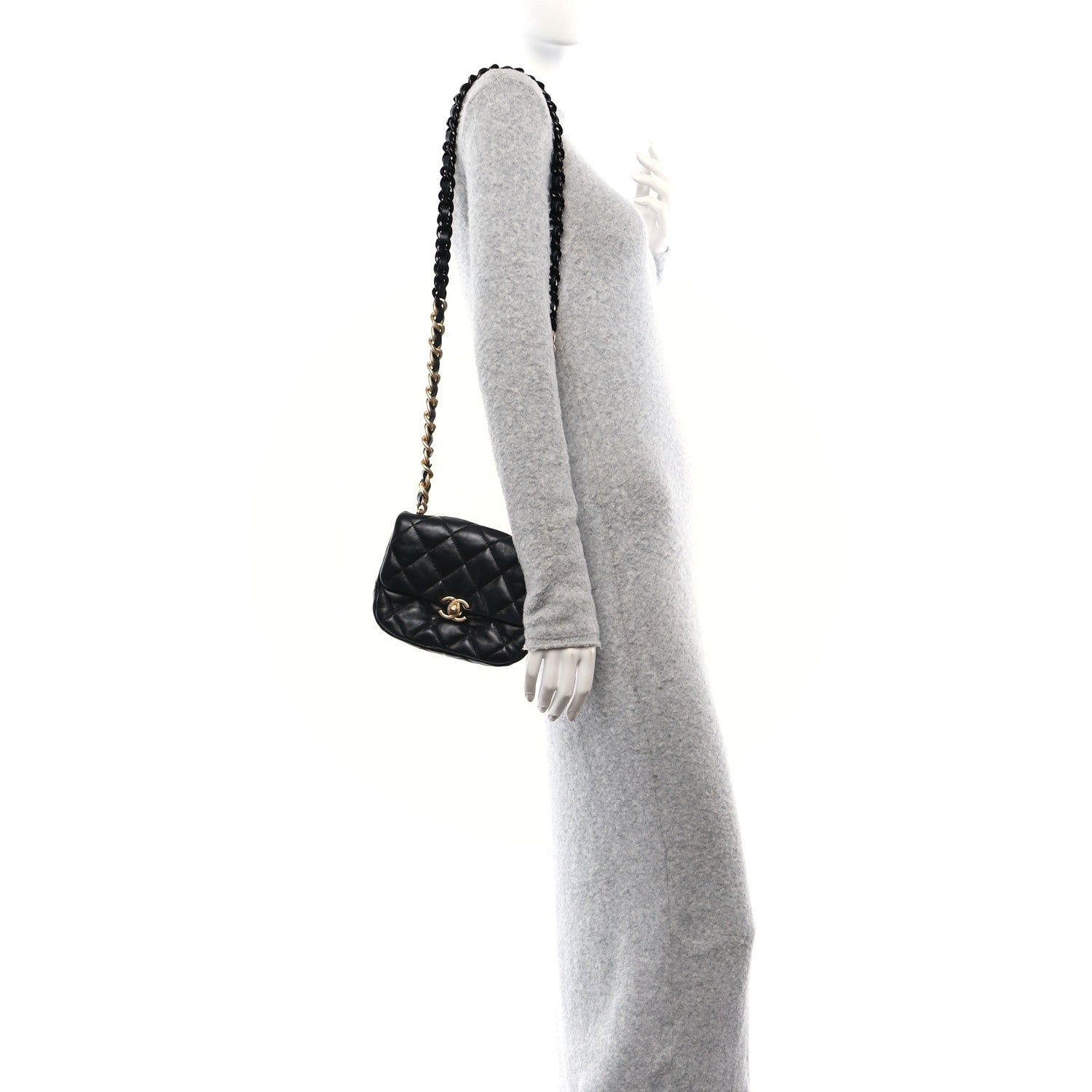 Chanel Lambskin Quilted Mini Lacquered Chain Flap Black 2 of 11