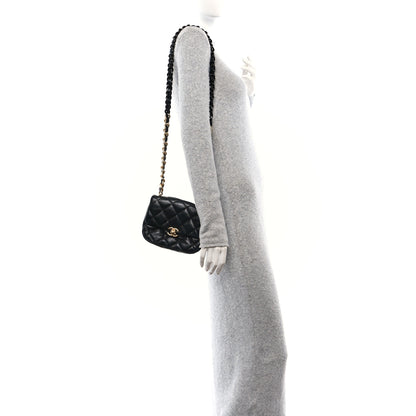 Chanel Lambskin Quilted Mini Lacquered Chain Flap Black 2 of 11