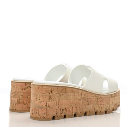Hermes Calfskin Cork Eze 30 Sandals 38 White 4 of 9