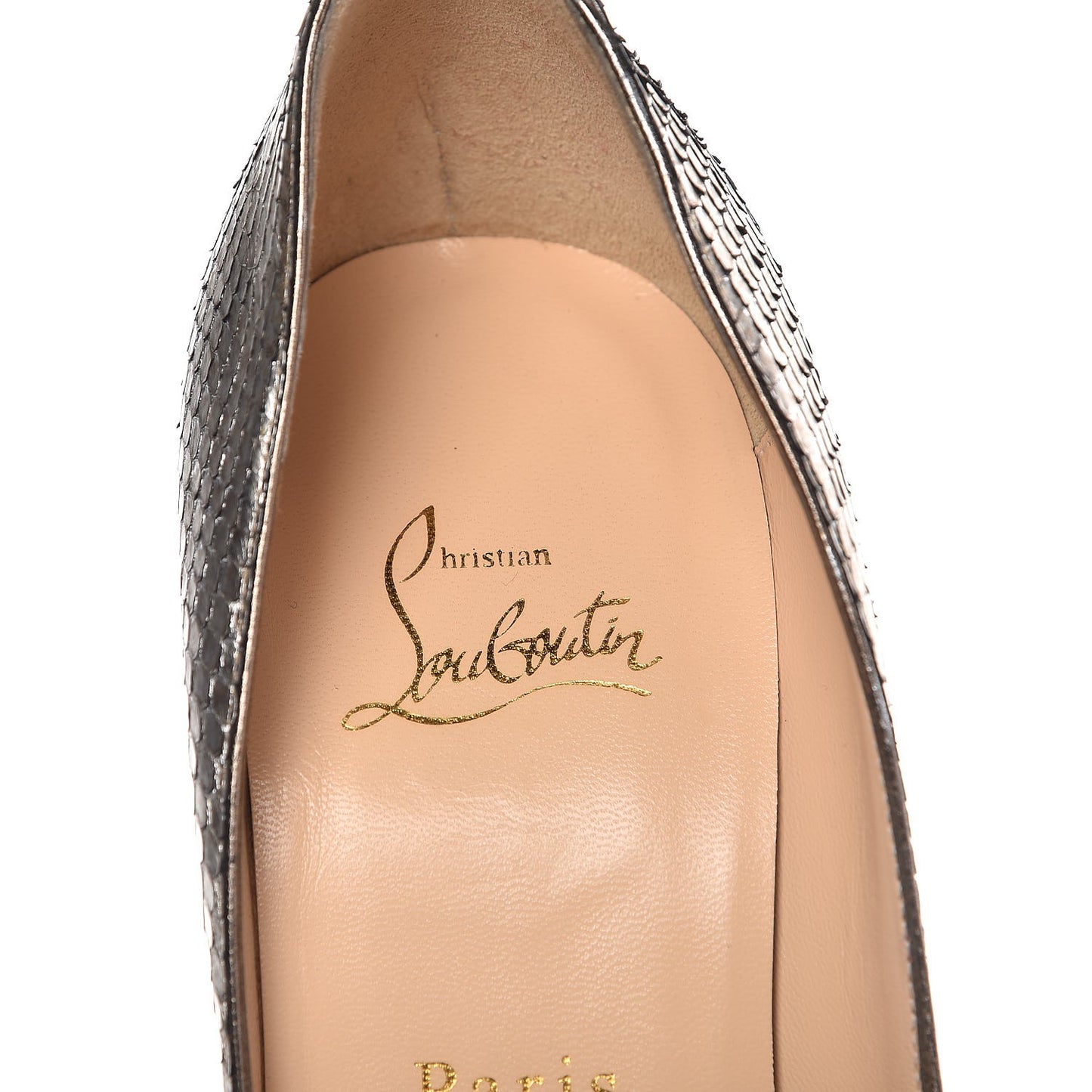 Metallic Python Lady Peep 150 Pumps 39 Antique Silver