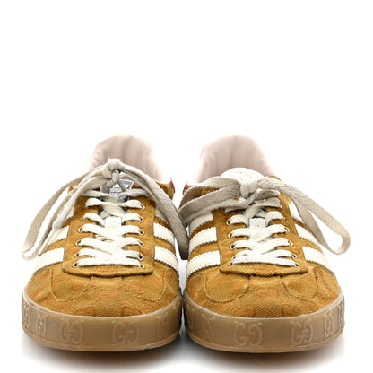 Gucci X ADIDAS Vintage GG Monogram Mens Gazelle Sneakers 9.5 Mid Natural Nut Off White 3 of 10