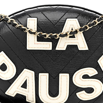 Chanel Lambskin Embroidered Chevron Quilted La Pausa Tassel Clutch Black 8 of 10