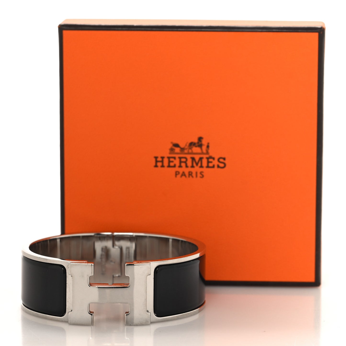 Enamel Wide Clic Clac H Bracelet PM Black