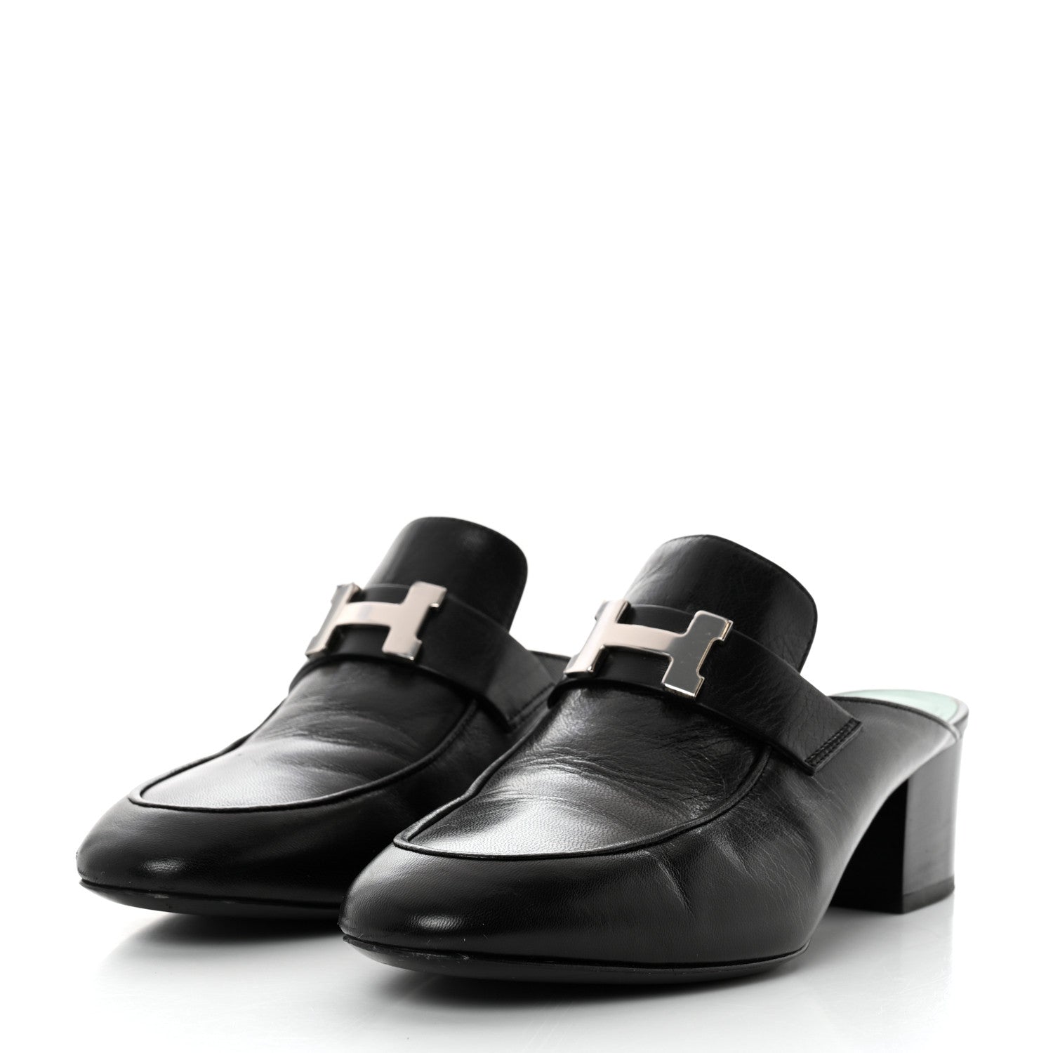 Hermes Goatskin Paradis Mules 37.5 Black 3 of 9
