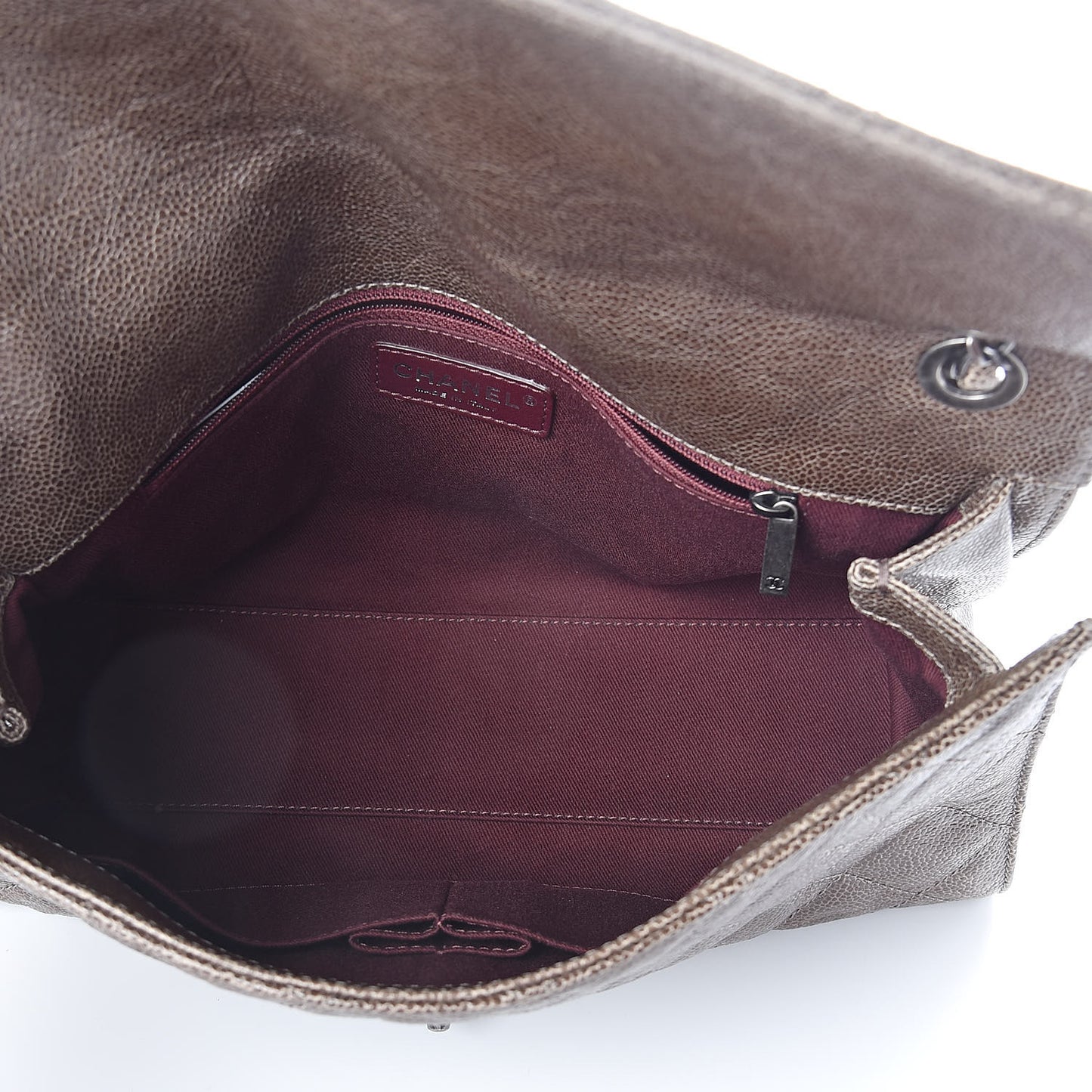 Crumpled Grained Calfskin Jumbo CC Crave Flap Beige
