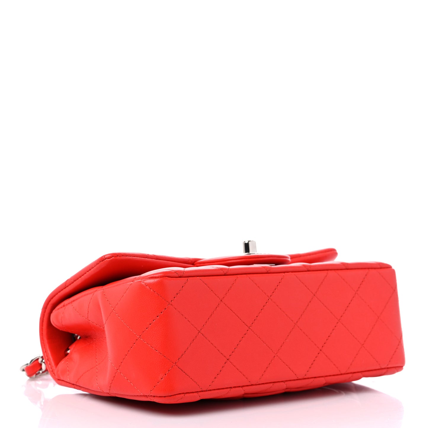 Lambskin Quilted Mini Rectangular Flap Red