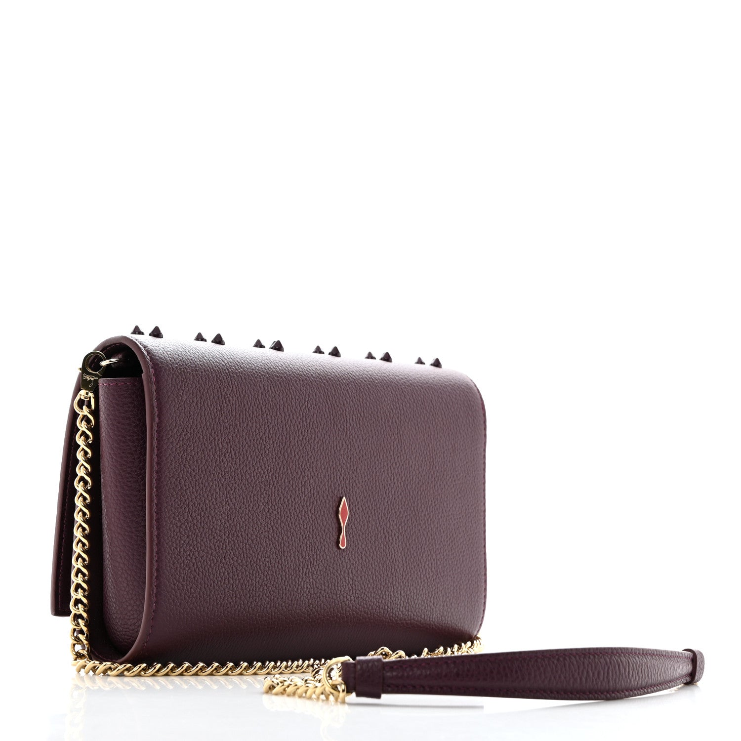 Christian Louboutin Calfskin Spikes Loubinthesky Paloma Clutch Merlot 2 of 9