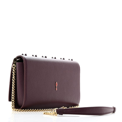 Christian Louboutin Calfskin Spikes Loubinthesky Paloma Clutch Merlot 2 of 9