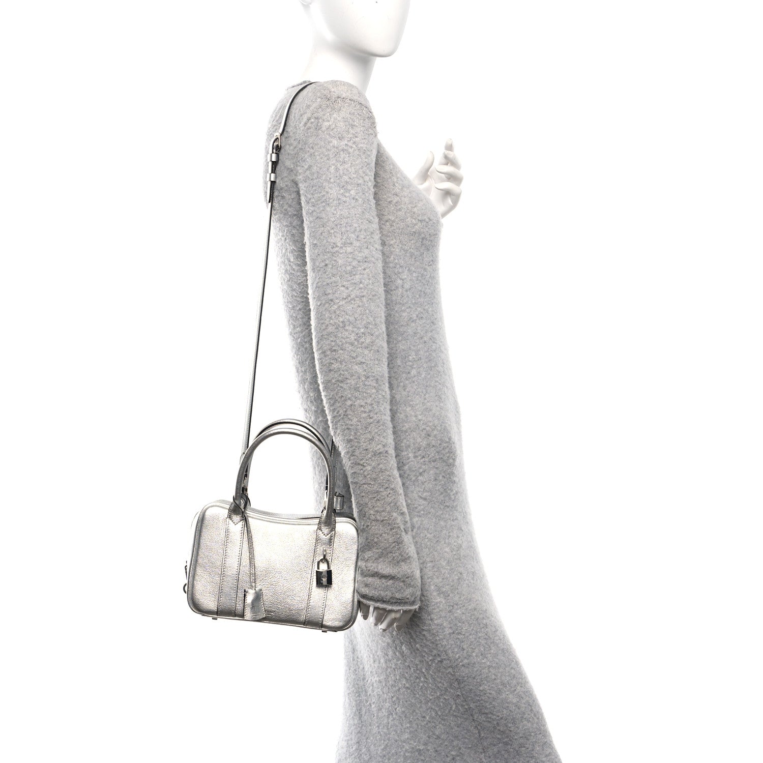 Moynat Metallic Chevre Mignon BB Silver 2 of 9