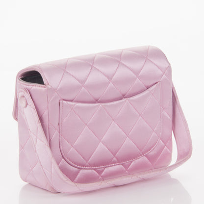 Chanel Satin Quilted Evening Bag Pink 3 of 9