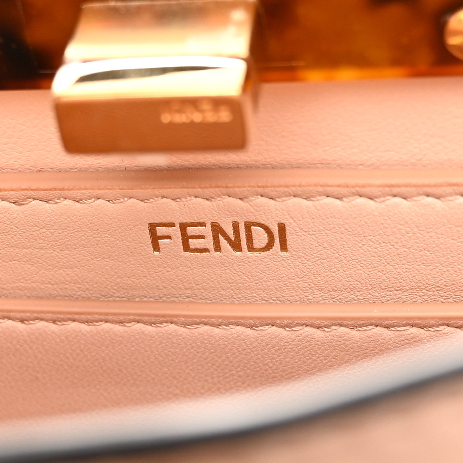 Fendi Vitello Seta Shiny Nappa Plexiglass Petite Peekaboo I SEE U Satchel Poudre 7 of 10