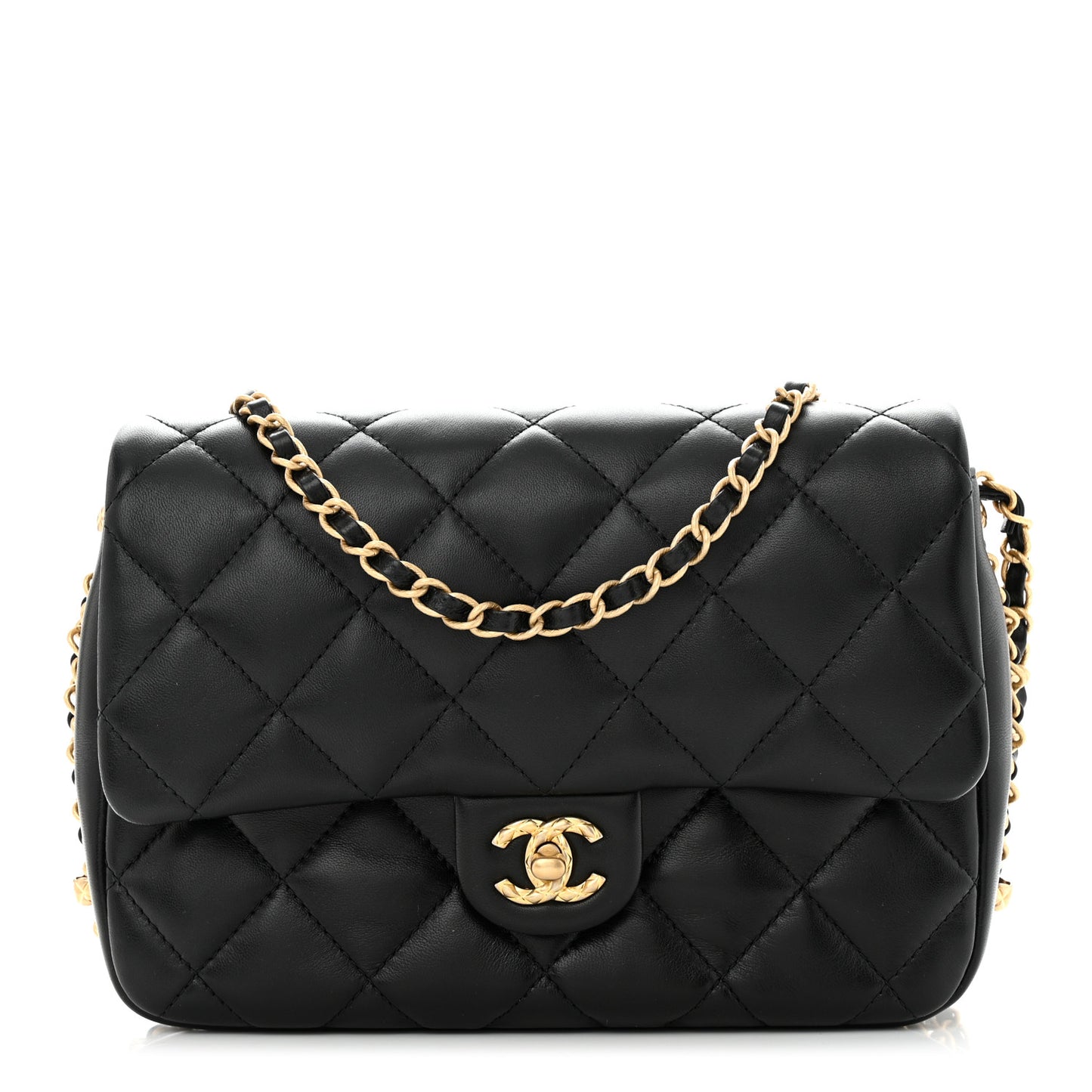 Lambskin Quilted CC Medium Dynasty Flap Black