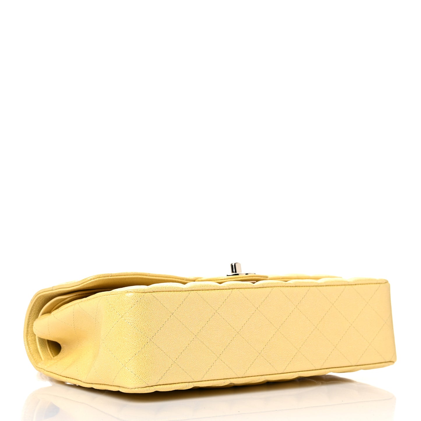 Iridescent Caviar Quilted Medium Double Flap Yellow
