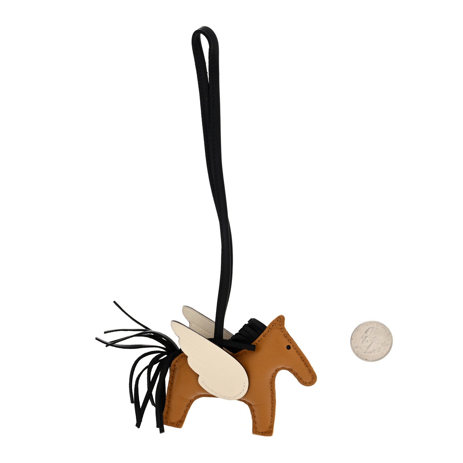 Hermes Milo Lambskin Grigri Rodeo Pegase Horse Bag Charm PM Sesame Black Nata 2 of 4