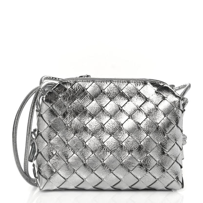 Bottega Veneta Metallic Calfskin Intrecciato Mini Loop Camera Bag Silver 1 of 9