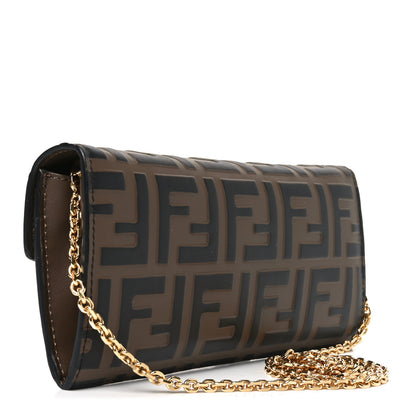 Fendi Vitello Soft F is Fendi Bi-Color FF 1974 Embossed Continental Envelope Wallet On Chain Maya Black 3 of 10