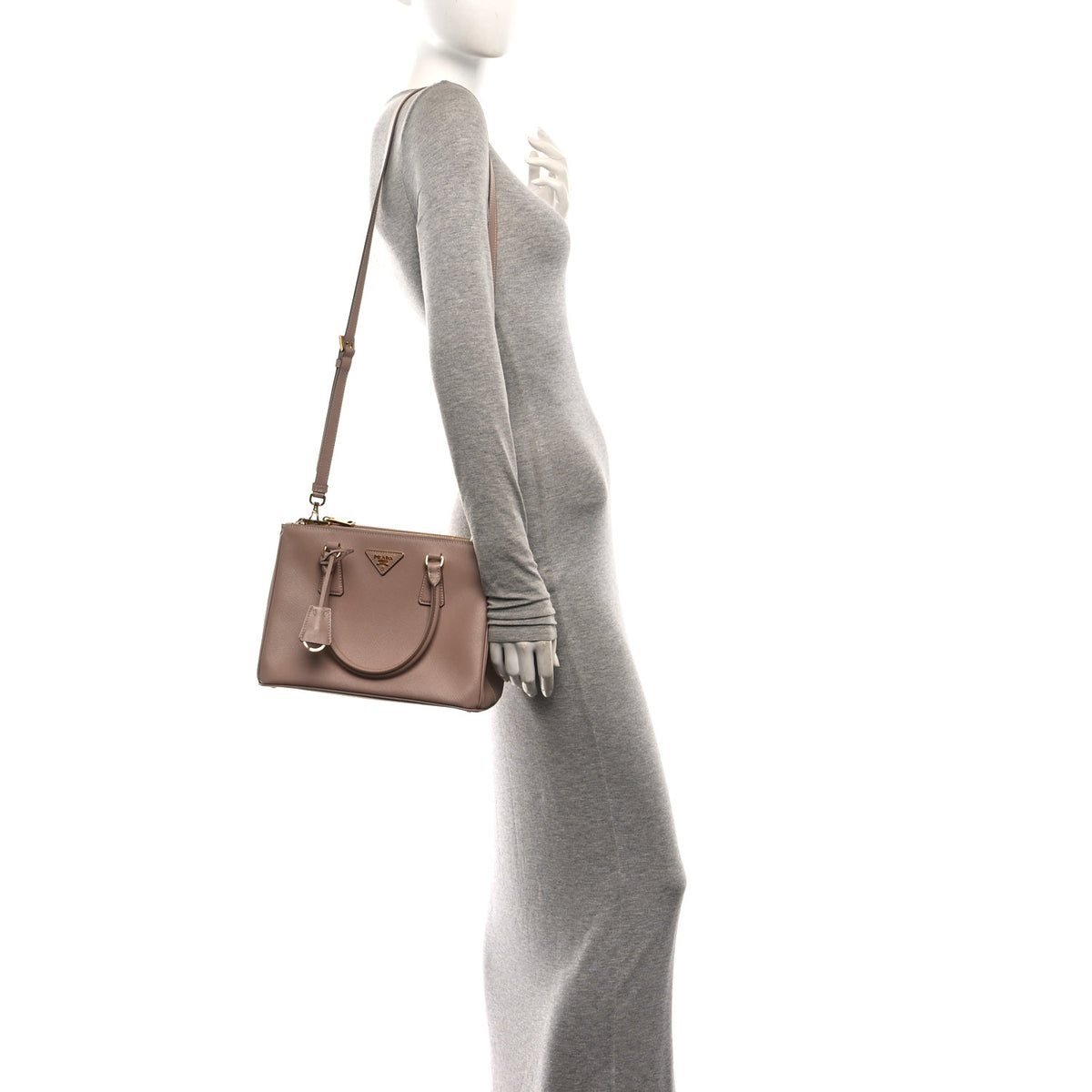 Saffiano Lux Small Galleria Double Zip Tote Cipria