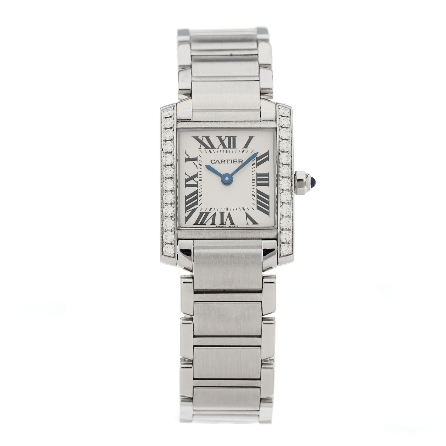 Stainless Steel Diamond Bezel 20mm Tank Francaise Quartz Watch