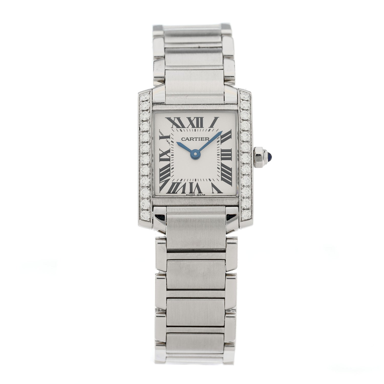 Cartier Stainless Steel Diamond Bezel 20mm Tank Francaise Quartz Watch 1 of 4