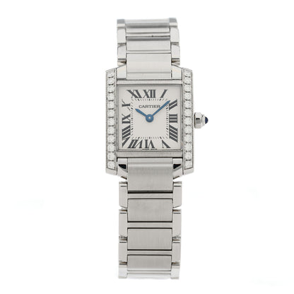 Cartier Stainless Steel Diamond Bezel 20mm Tank Francaise Quartz Watch 1 of 4