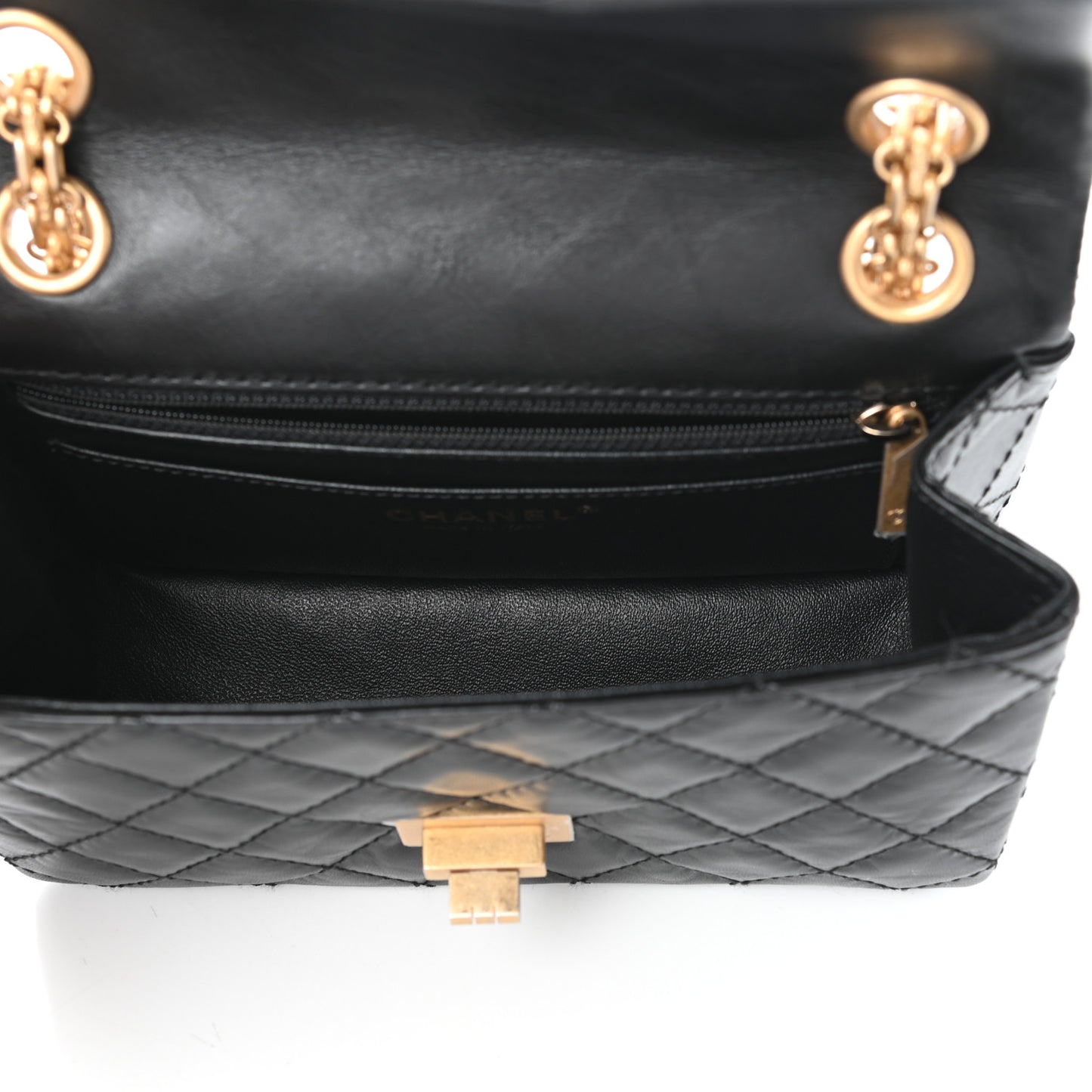 Aged Calfskin Quilted 2.55 Reissue Mini Flap Black