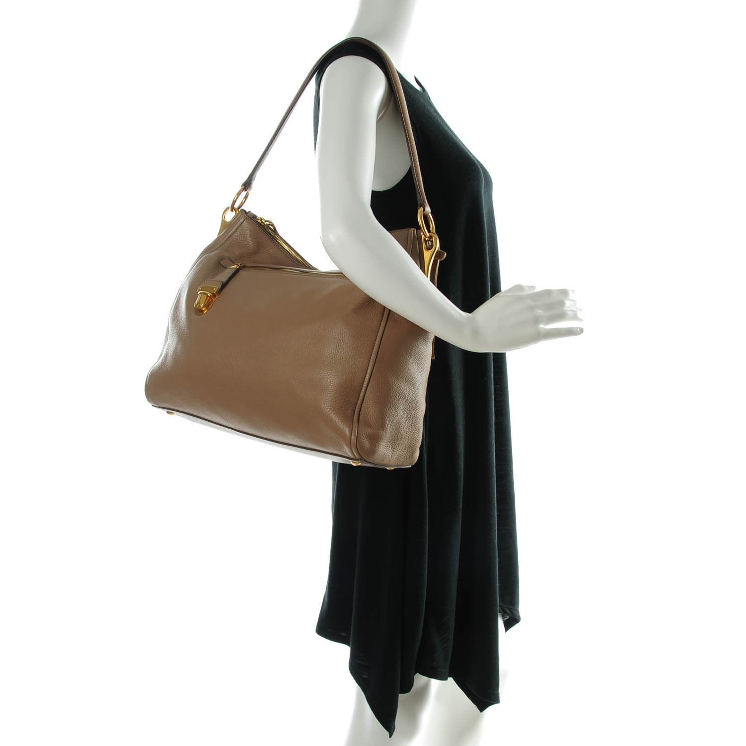 Prada Cervo Deerskin Hobo Visone 2 of 9