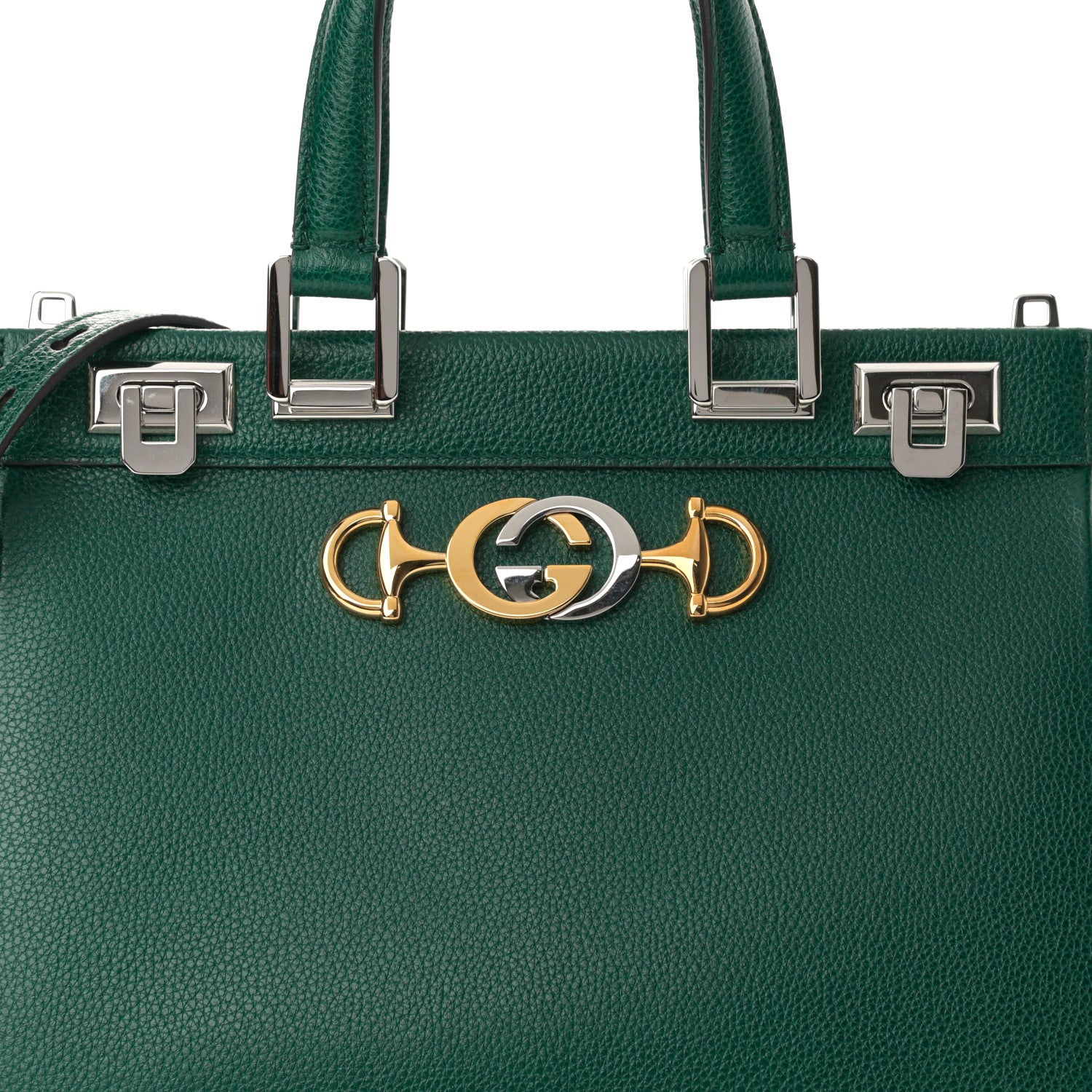 Gucci Grainy Calfskin Small Zumi Top Handle Bag Vintage Green 10 of 10