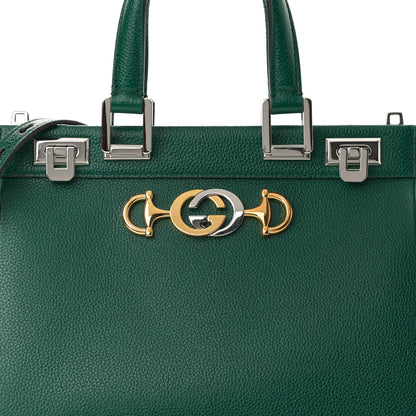 Gucci Grainy Calfskin Small Zumi Top Handle Bag Vintage Green 10 of 10