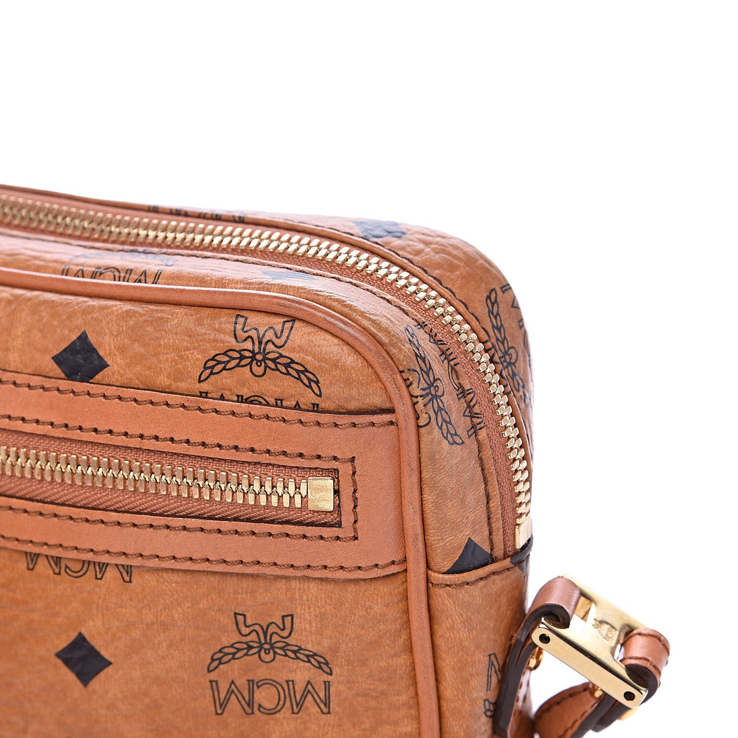 Visetos Small Heritage Line Camera Crossbody Bag Cognac