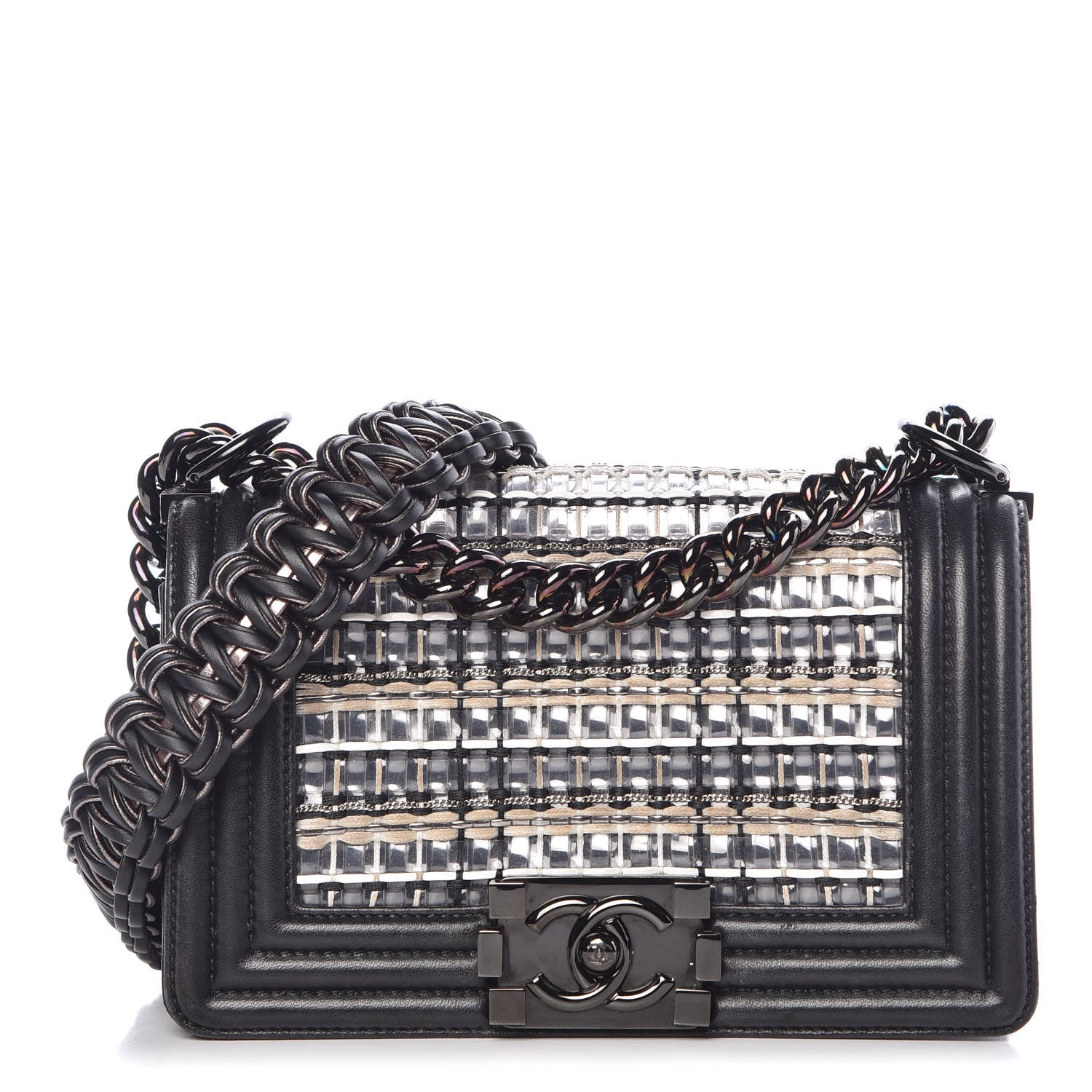 Chanel Lambskin PVC Thread Woven Small Boy Flap Black 1 of 8