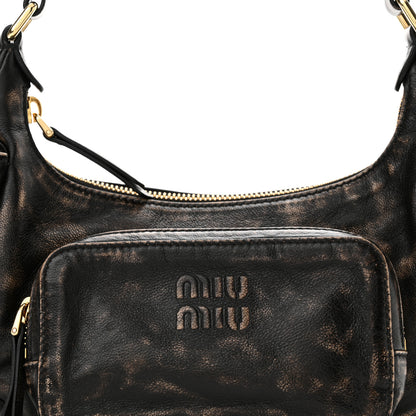 Miu Miu Distressed Nappa Pocket Bag Sand Coffee 8 of 12