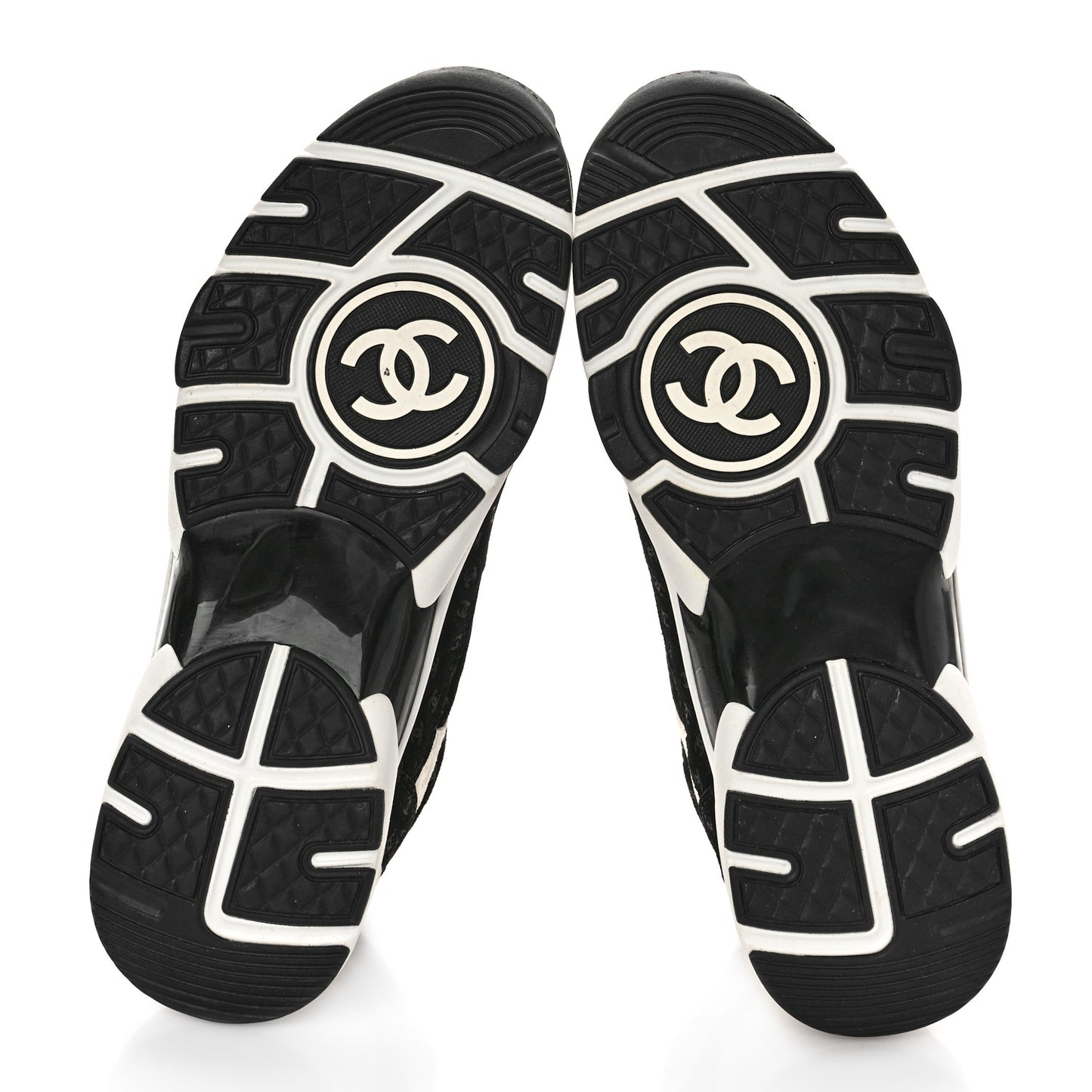 Nylon Suede Calfskin Printed CC Sneakers 41.5 White Black