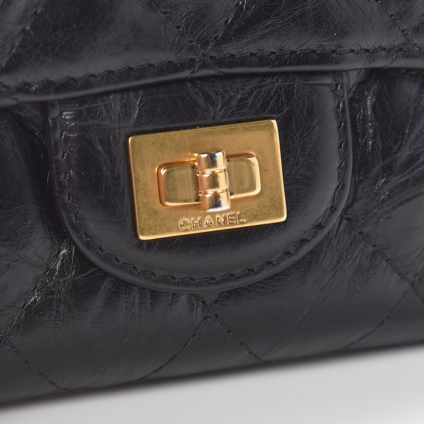 Aged Calfskin Quilted Reissue Flap Card Holder Black