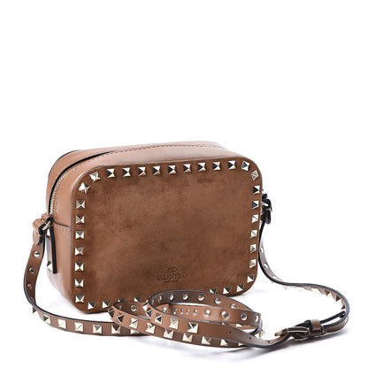 Valentino Garavani Suede Calfskin Rockstud Camera Crossbody Bag Deep Cuir 2 of 8
