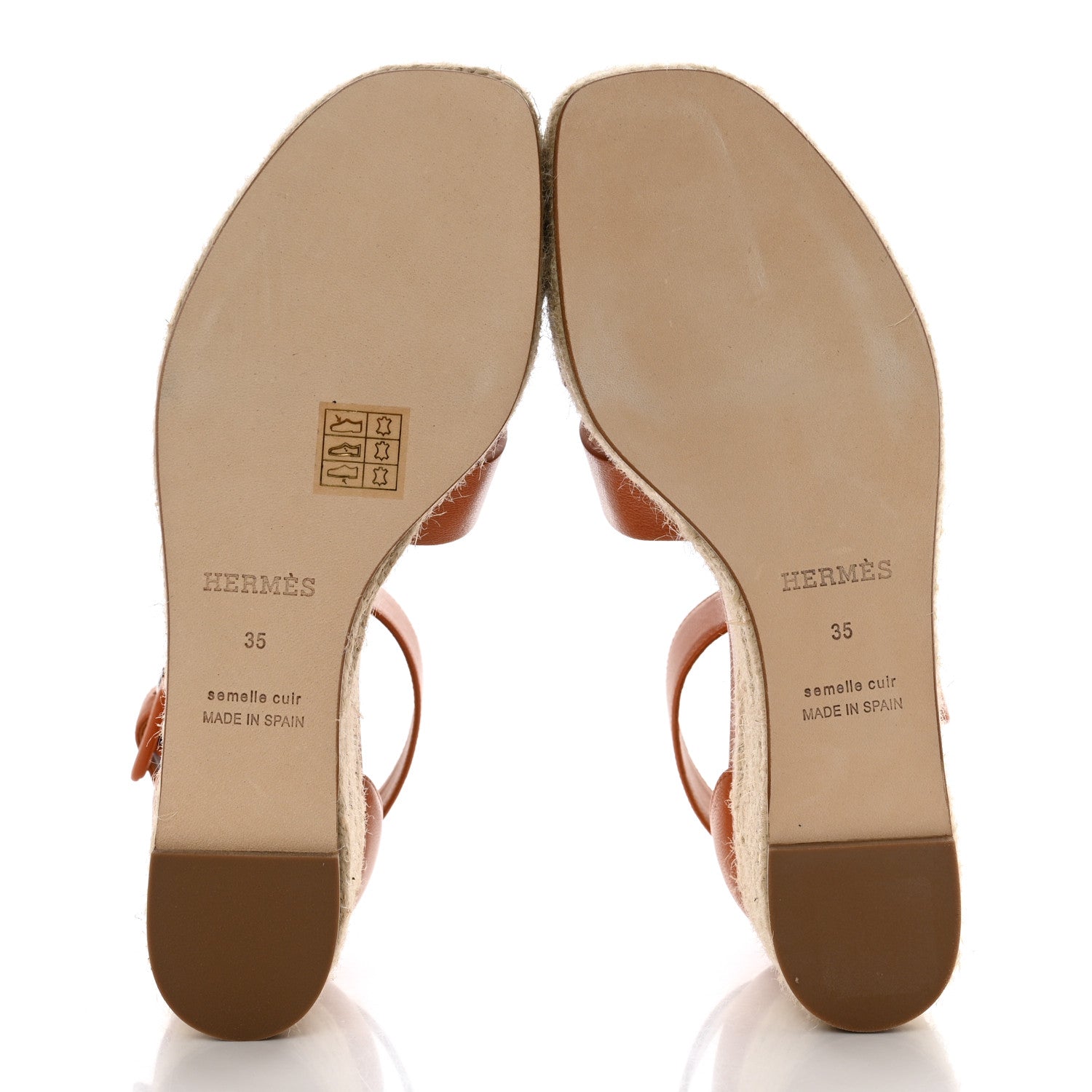 Hermes Goatskin Elda Espadrille Wedge Sandals 35 Natural 5 of 9