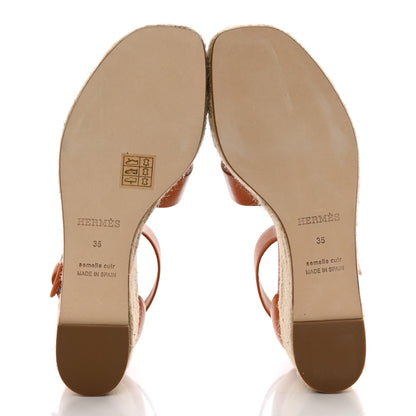 Hermes Goatskin Elda Espadrille Wedge Sandals 35 Natural 5 of 9