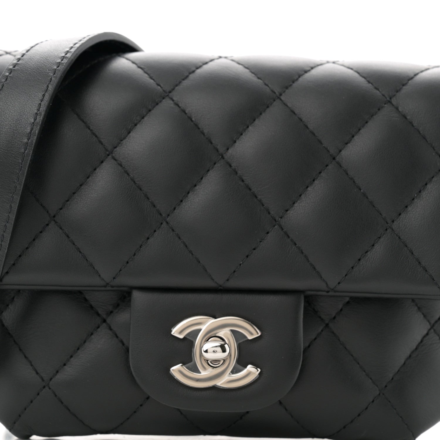 Chanel Calfskin Quilted CC Uniform Flap Belt Bag Black 9 of 11