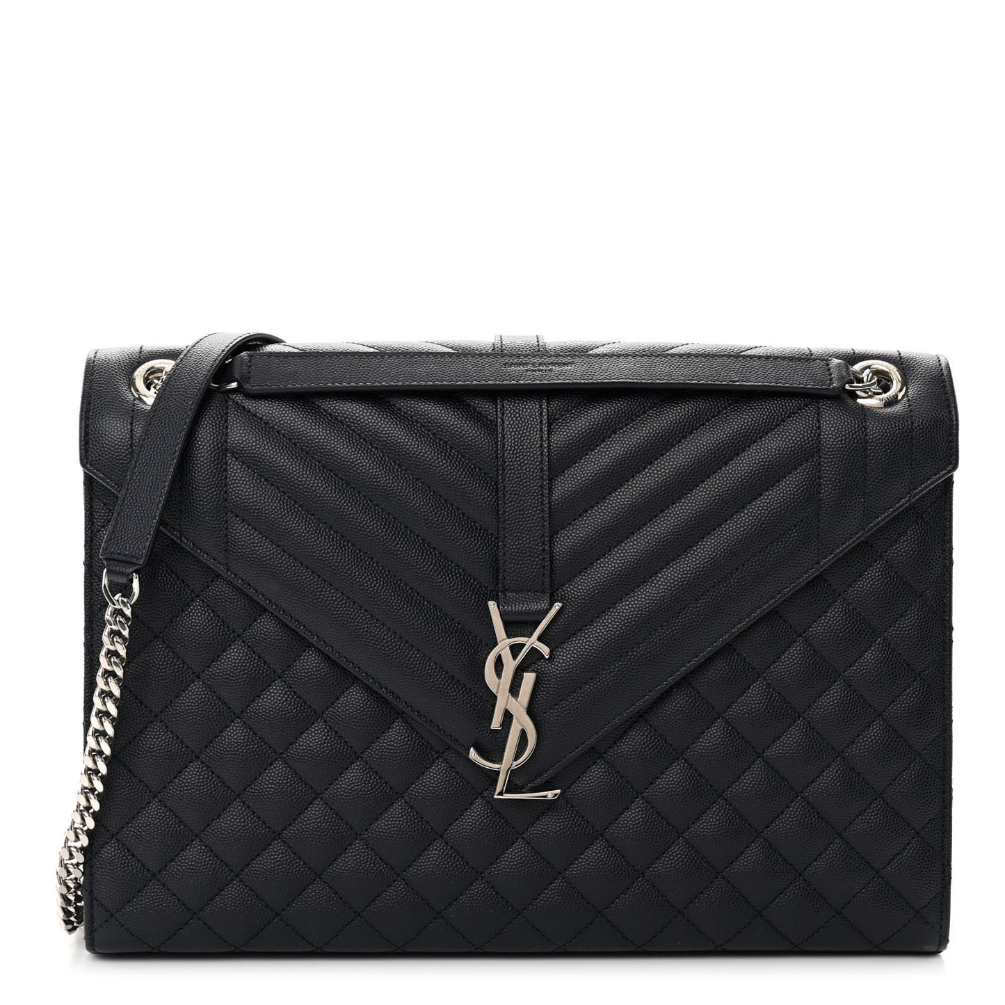 Grain De Poudre Textured Mixed Matelasse Large Triquilt Monogram Satchel Deep Marine