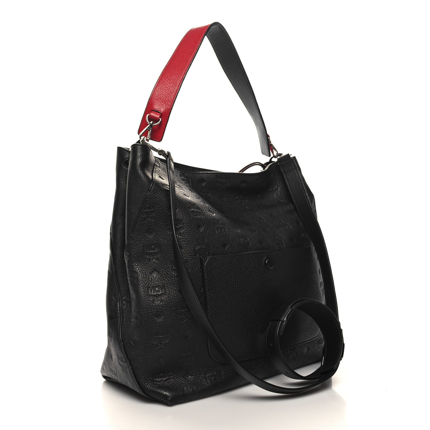 MCM Calfskin Ottomar Monogram Large Klara Hobo Black Red 3 of 13