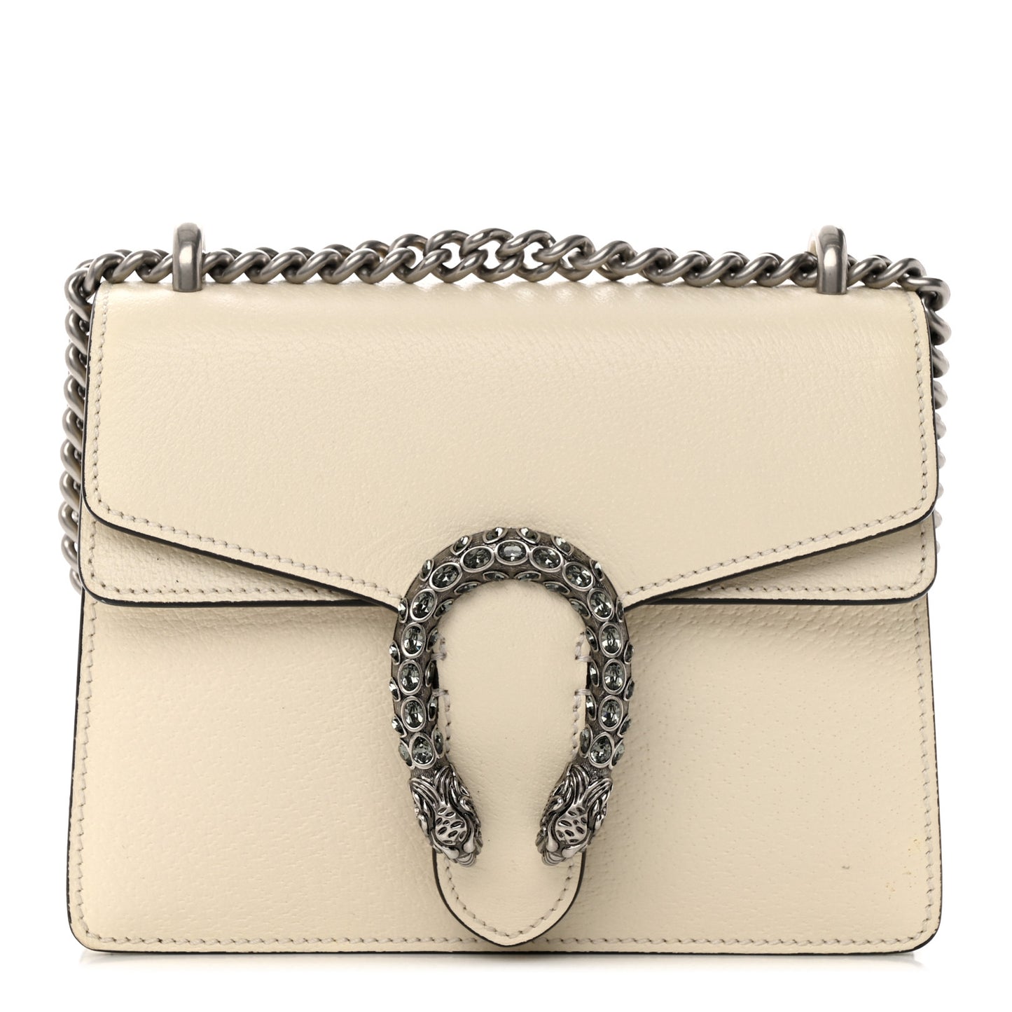 Textured Calfskin Crystal Mini Dionysus Shoulder Bag Mystic White