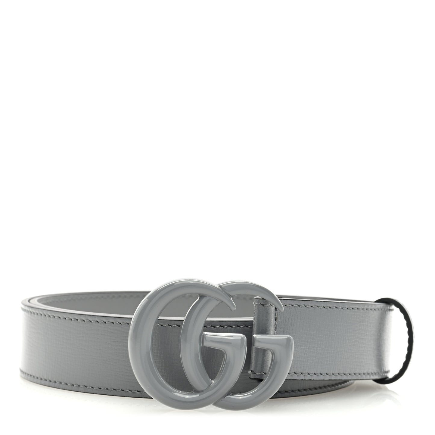 Azalea Calfskin Enamel Monochrome Double G 30mm Belt 80/32 Deep Grey