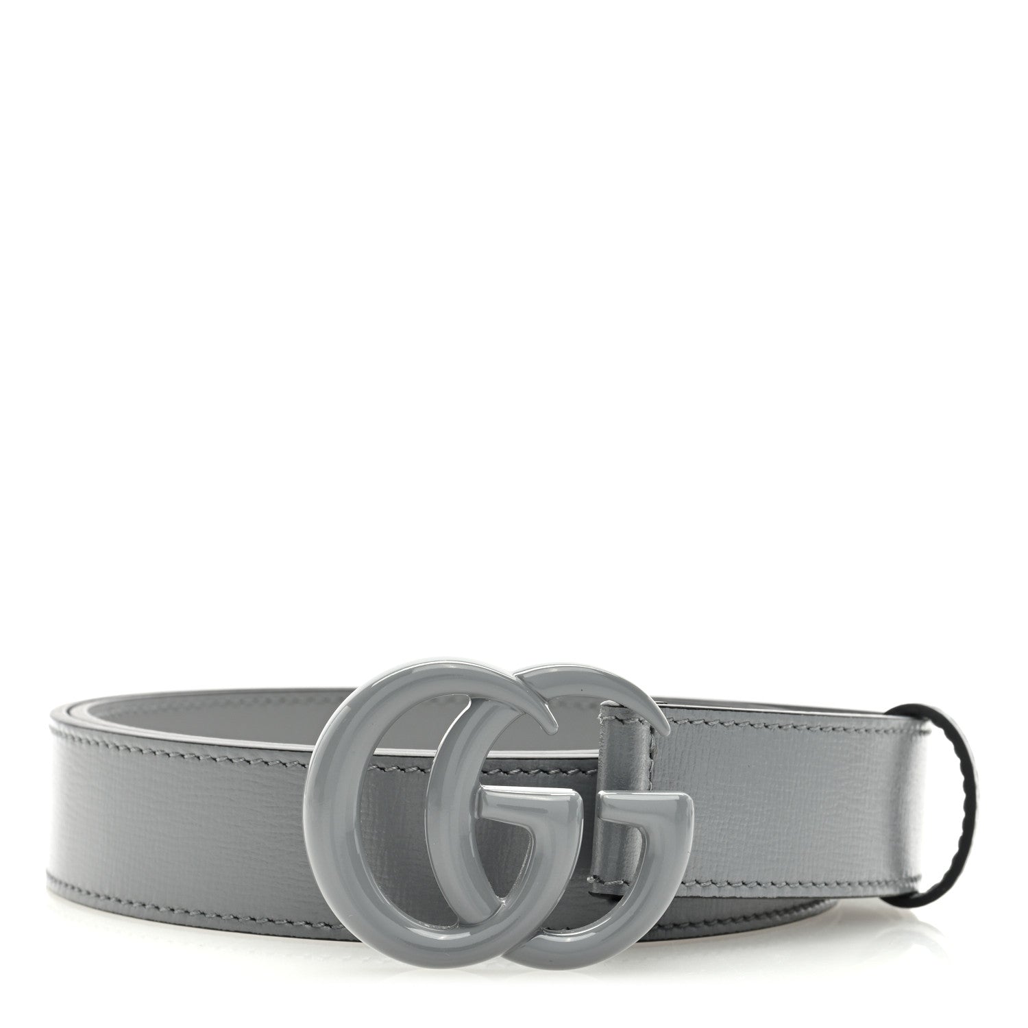 Gucci Azalea Calfskin Enamel Monochrome Double G 30mm Belt 80/32 Deep Grey 1 of 4